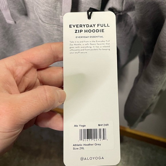 NWT Alo Yoga Men’s Gray Everday Full Zip Hoodie Hooded Sweatshirt - Picture 5 of 10